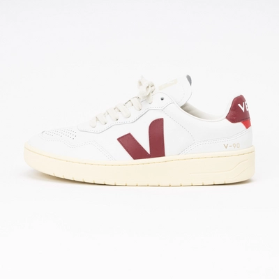 Sneaker Veja V-90 O.T. Leather Herren Extra-White Marsala