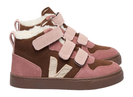 Veja Kids Small V-10 Mid Winter Suede Walnut Platine Bark