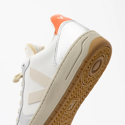 Sneaker Veja V-10 Prime Leather Damen White / Silver / Orange | Sneaker ...