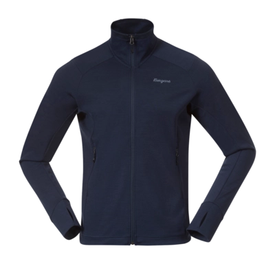 Vest Bergans Men Rabot Merino Tech Midlayer Jacket Navy Blue Slim Fit