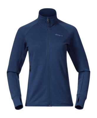 Vest Bergans Women Rabot Merino Tech Midlayer Jacket Navy Blue Slim fit