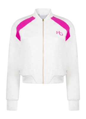 Vest House of Gravity Women Classic Bomber Jacket Light Grey Melange X Pink
