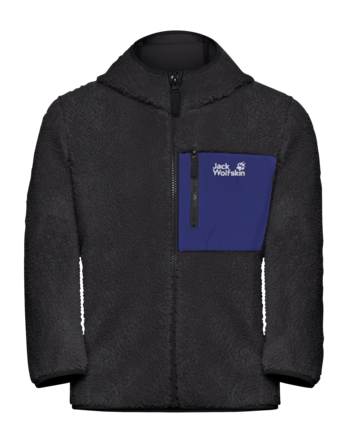 Vest Jack Wolfskin Kids Ice Curl Hood Jacket Phantom / Glow Ink Fleece 300