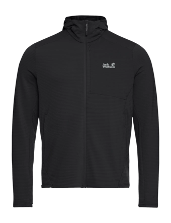 Vest Jack Wolfskin Men Litestride Hooded FZ Black Slim Fit
