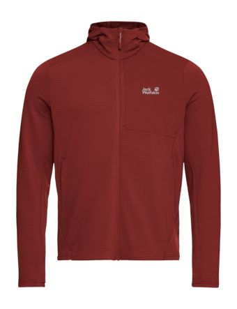 Vest Jack Wolfskin Men Litestride Hooded FZ Merlot Slim Fit