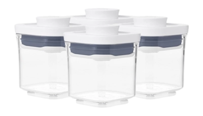 Contenitori plastica OXO POP 2.0, Set da 4, 8 x 8 cm / 0,2 L, Mini, Quadrati