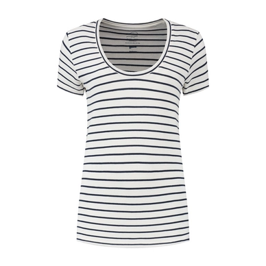 T-Shirt Blue Loop Relinen Stripe V-Neck Women Navy White