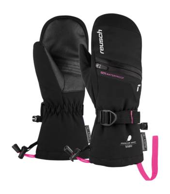 Want Reusch Kids Lando R-TEX XT Junior Mitten Black / Pink Glo Real Down