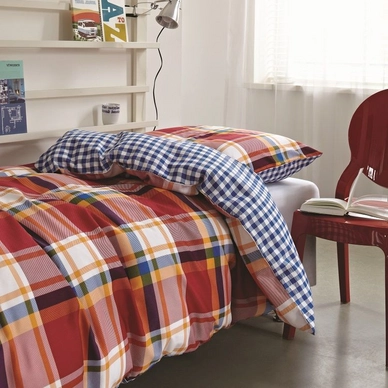 Bettwäsche Vanezza Warrington Check Orange Mako-Satin