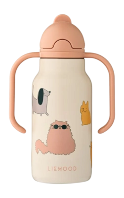 Waterfles Liewood Kids Kimmie Water Bottle 250 ml Cats And Dogs / Sandy