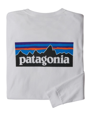 T-shirt Patagonia Men L/S P-6 Logo Responsibili-Tee White