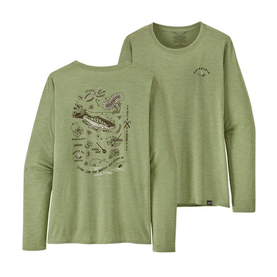 T-Shirt Patagonia Women's Cap Cool Daily Graphic Shirt - Waters Action Angler Sage Green X-Dye