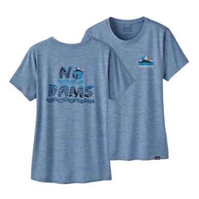 T-Shirt Patagonia Femme Cap Cool Daily Graphic Shirt Waters No Dams Orca Steam Blue X-Dye