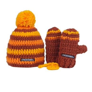 Mütze Poederbaas Kids Beanie + Handschuhe Brown Yellow