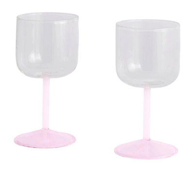 Wine Glass HAY Tint Wine Glass Clear, Jade Light Pink And Light Pink (Set  of 2) | Etrias Brands