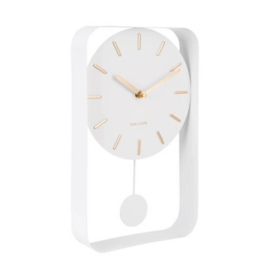 Uhr Karlsson Pendulum Charm Small Steel White 32,5 x 20 cm