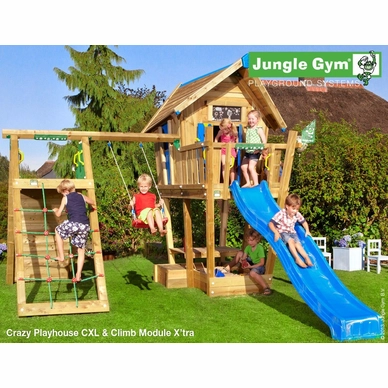 Speelset Jungle Gym Crazy Playhouse + Platform CXL + Climb X'tra Blauw