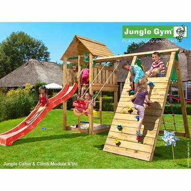Speelset Jungle Gym Jungle Cabin + Climb X'tra Rood