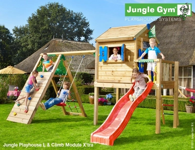 Speelset Jungle Gym Jungle Playhouse + Platform L + Climb X'tra Rood