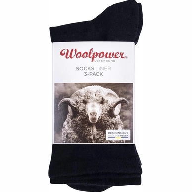 Sokken Woolpower Unisex Liner Black (3 paar)