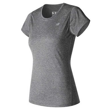 Tennisshirt New Balance Short Sleeve Black Heather Damen