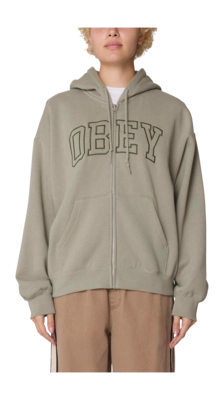 Zip Sweatjacke Obey Collegiate Baggy Relaxed Damen Shadow