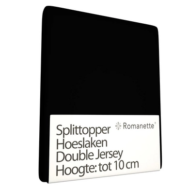 Split Topper Hoeslaken Romanette Zwart (Double Jersey)