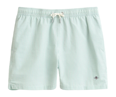 Zwembroek GANT Men Striped Seersucker Muted Turquoise Regular Fit