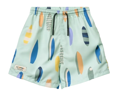 Zwembroek Liewood Kids Duke Board Shorts Boards / Light Peppermint Regular Fit