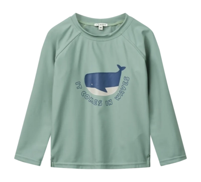 Zwemshirt Liewood Kids Noah Placement Longsleeve It Comes In Waves / Peppermint