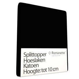 Split Topper Hoeslaken Romanette Zwart (Katoen)-180 x 200 cm