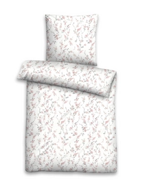 Bettwäsche Biberna Blumenranke Weiss Biber