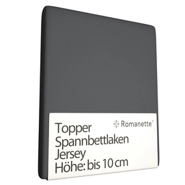 Topper Spannbettlaken Romanette Anthrazit (Jersey)-1-person (80/90 x 200/210/220 cm)