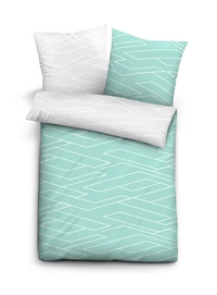 Bettwäsche Biberna Grafik Aqua Linon