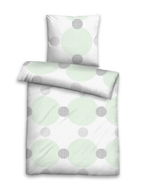 Bettwäsche Biberna Kreise Quadrat Mix Mint Linon