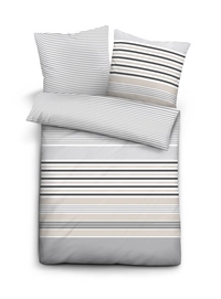 Bettwäsche Castell Querstreifen Mix Grau Mako Satin