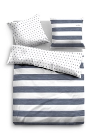 Bettwäsche Tom Tailor Streifen Quer Wende Indigo Mako Satin