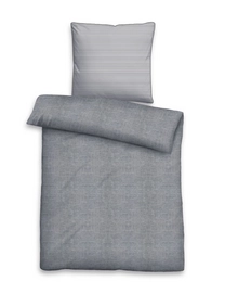 Bettwäsche Biberna Melange Uni Streifen Silber Grau Jersey