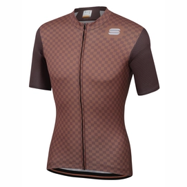 Fietsshirt Sportful Men Checkmate Jersey Chocolate Coconut