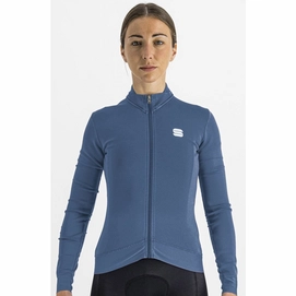 Fietsshirt Sportful Women Monocrom Woman Thermal Jersey Blue Sea Black