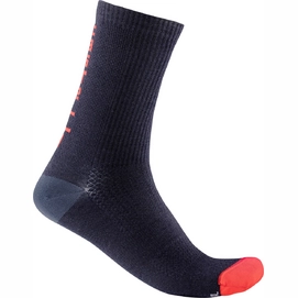Chaussettes de Cyclisme Castelli Unisex Bandito Wool 18 Sock Savile Blue Red-Pointure 36 - 39