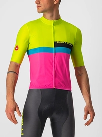 Fietsshirt Castelli Men A Blocco Jersey Electric Lime Black-Blue-Magen