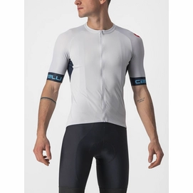 Maillot de Cyclisme Castelli Men Entrata Vi Jersey Silver Gray Savile Blue-Blu Sky