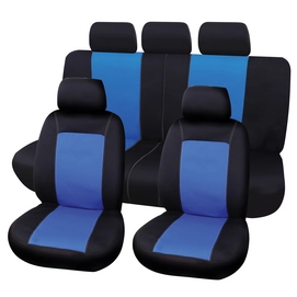 Stoelhoesset Carpoint Lisboa Zwart/Blauw (9-delig)