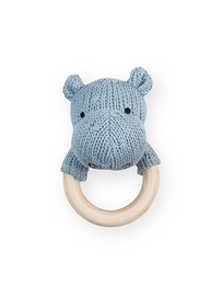 Rammelaar Jollein Bijtring Soft Knit Hippo Soft Blue