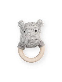 Rammelaar Jollein Bijtring Soft Knit Hippo Light Grey