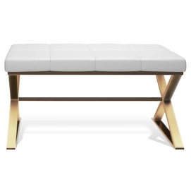 Badkamerbankje Decor Walther Bench ECO Leather Gold Matt White