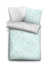 Bettwäsche Biberna Pflanze Aqua Perkal
