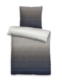 Bettwäsche Biberna Streifenmuster Silber/Grau Mako Satin