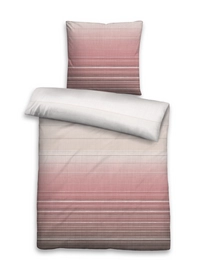 Bettwäsche Biberna Streifenmuster Braunrot Mako Satin